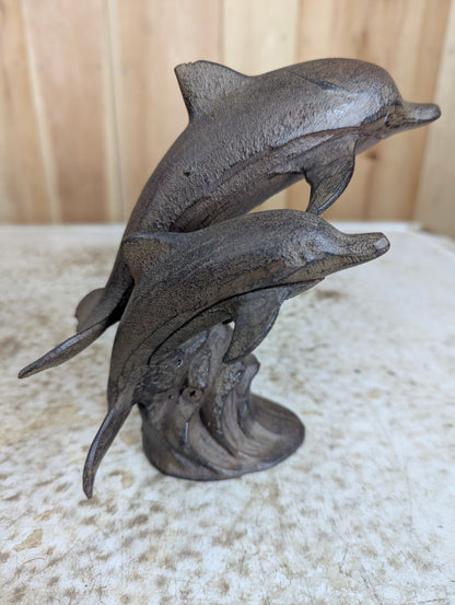 Cast Iron Dolphins Statue