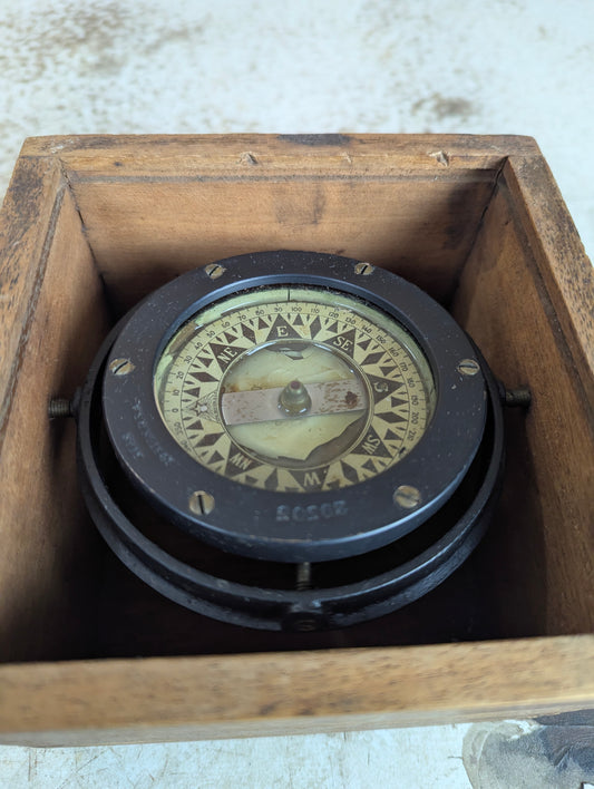 Antique Perko Binnacle Copmpass in Wooden Box