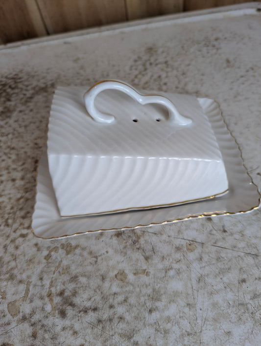 German Ceramic Covered Cheese Keeper Dish