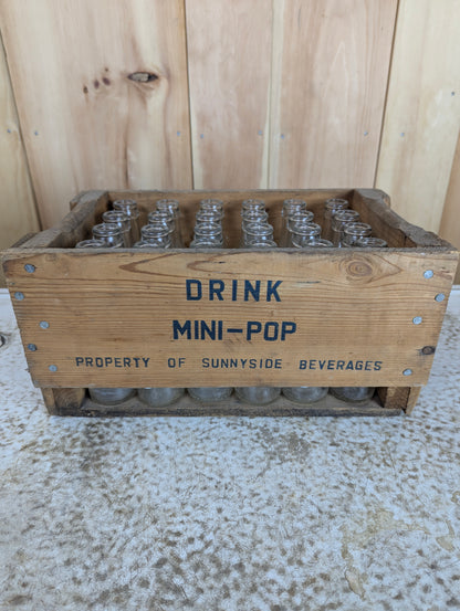 Vintage Wooden Crate of 24-4 oz Mini Pop Bottles