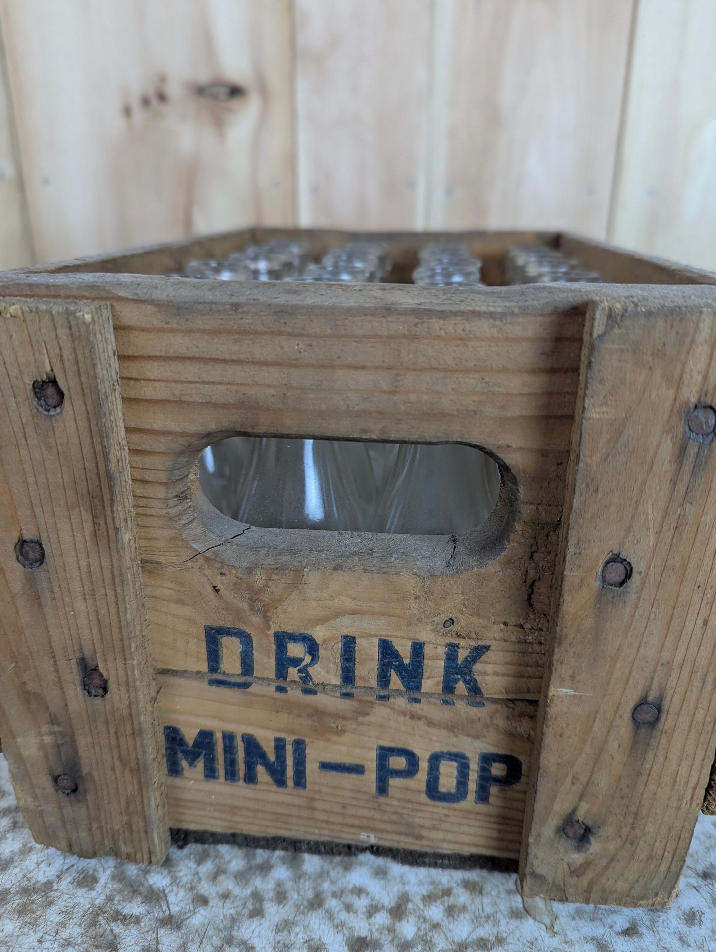 Vintage Wooden Crate of 24-4 oz Mini Pop Bottles