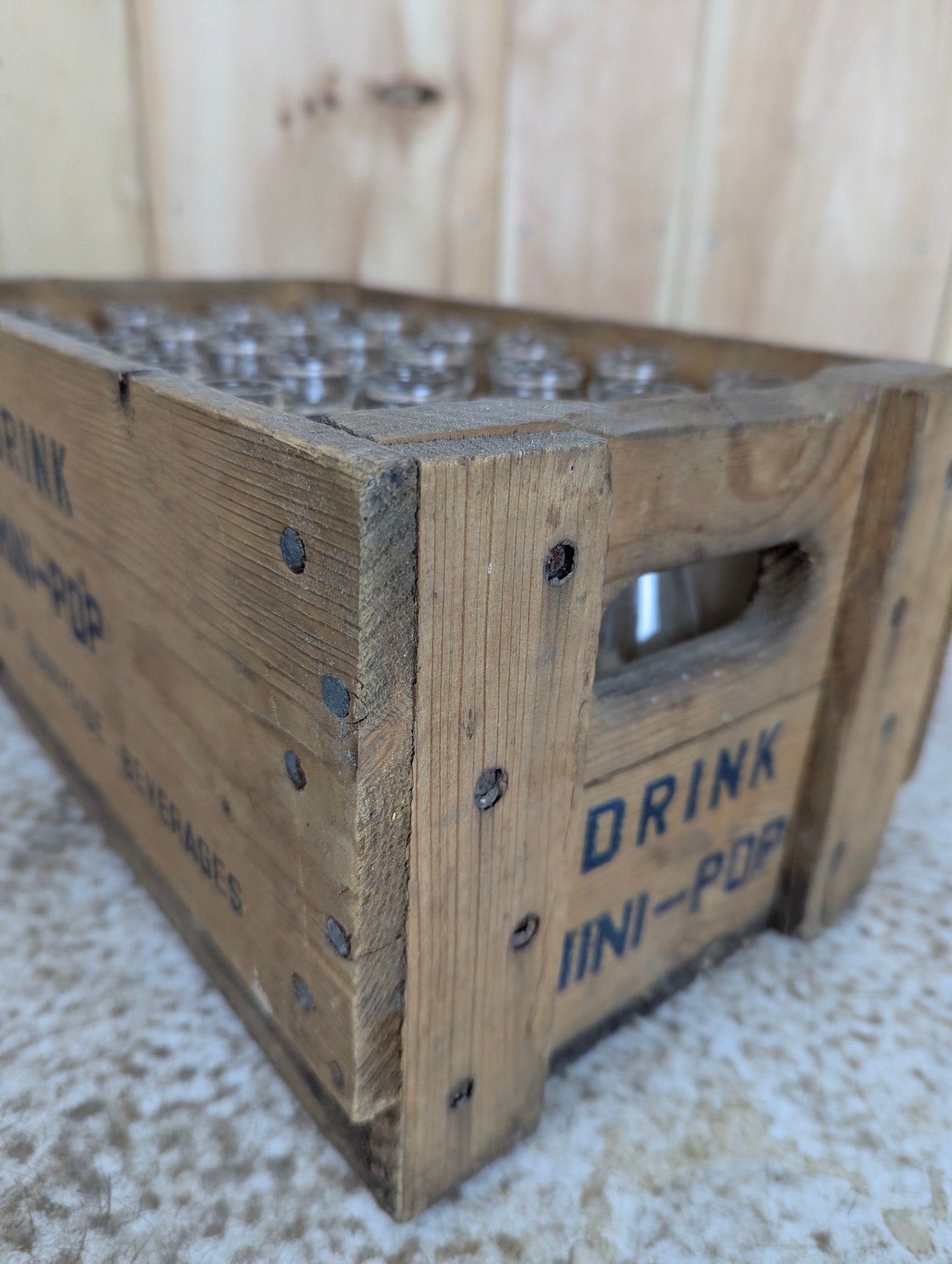 Vintage Wooden Crate of 24-4 oz Mini Pop Bottles
