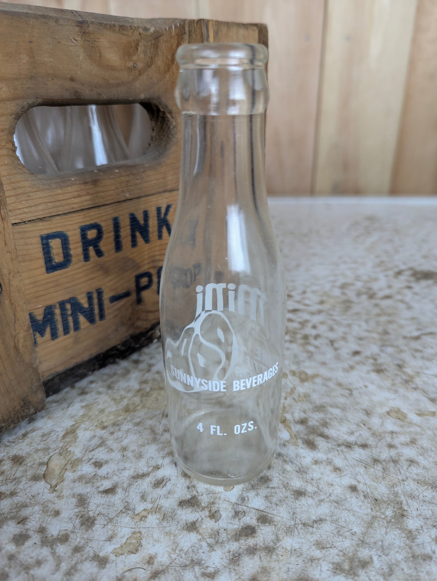 Vintage Wooden Crate of 24-4 oz Mini Pop Bottles