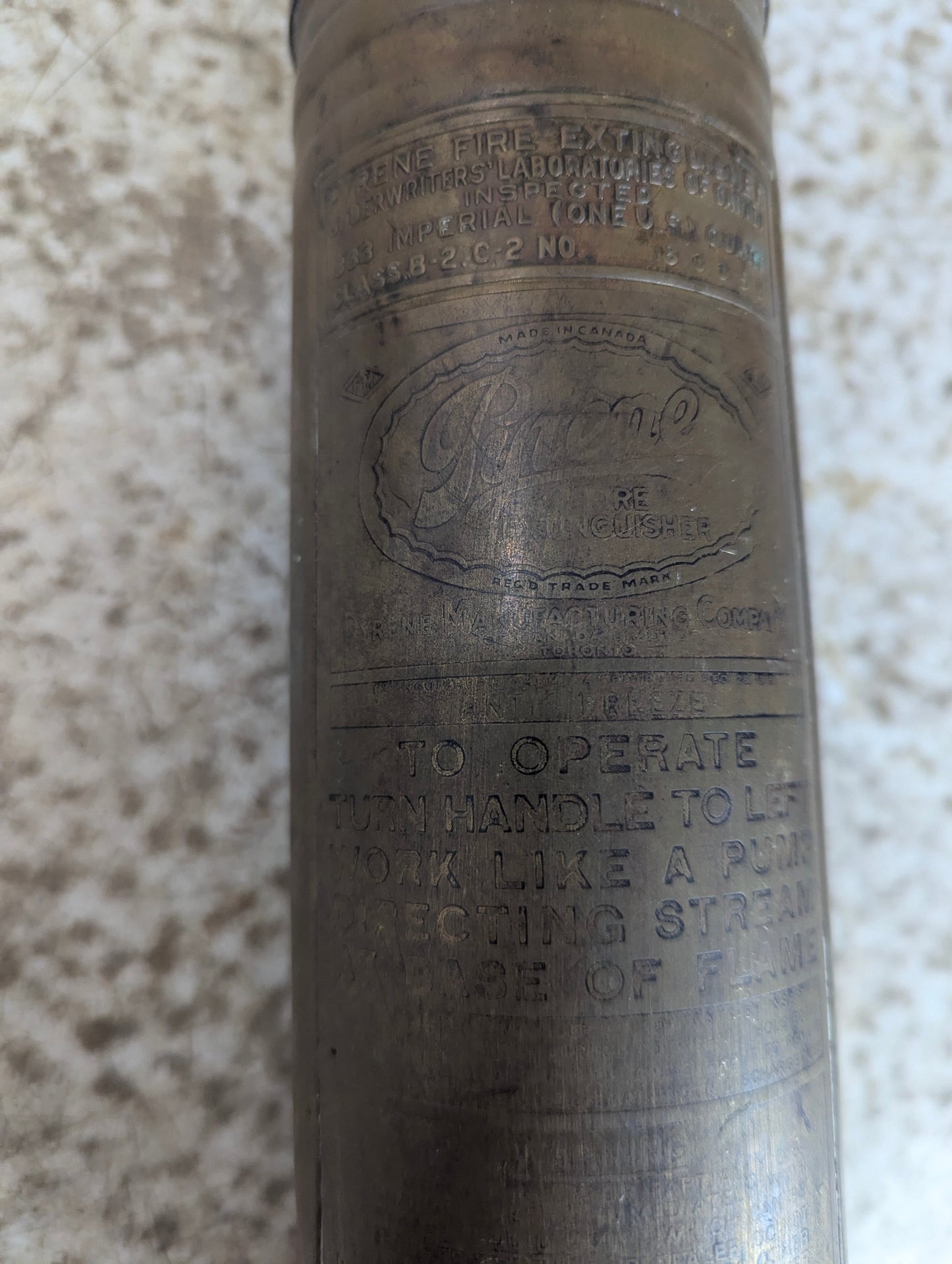 Vintage 1 Qt Pyrene Fire Extinguisher