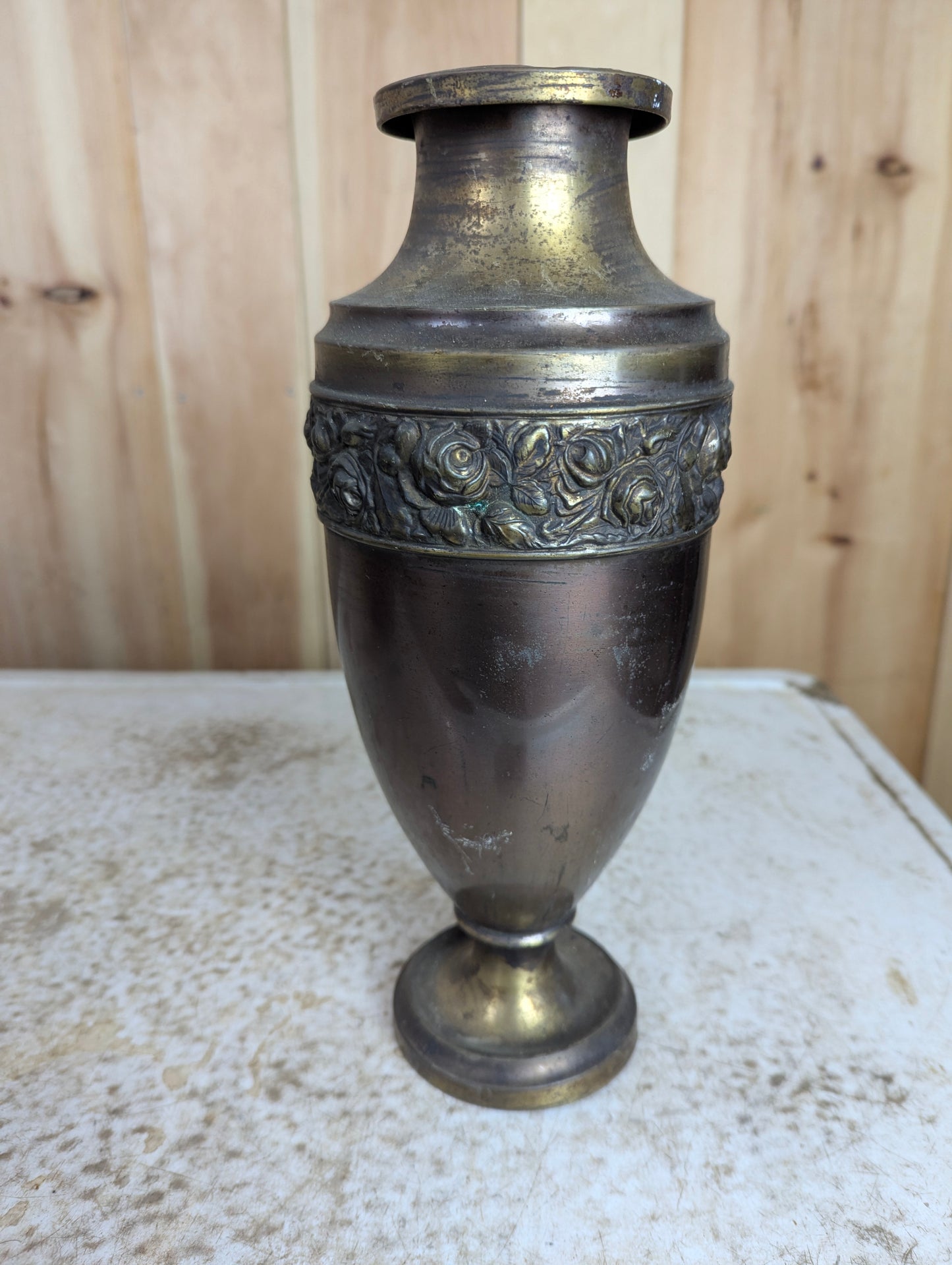 Art Nouveau 13” Copper & Brass Urn
