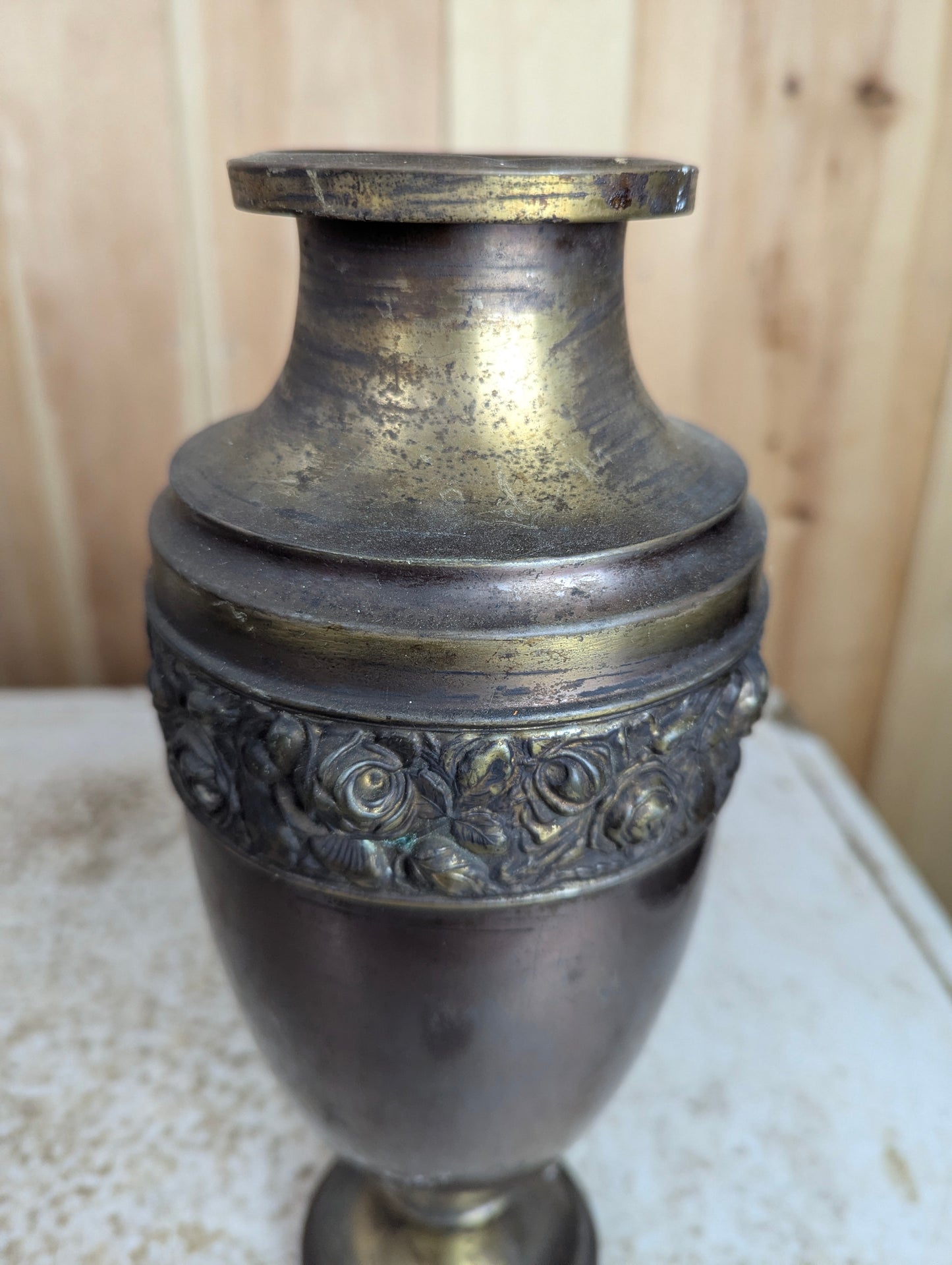 Art Nouveau 13” Copper & Brass Urn