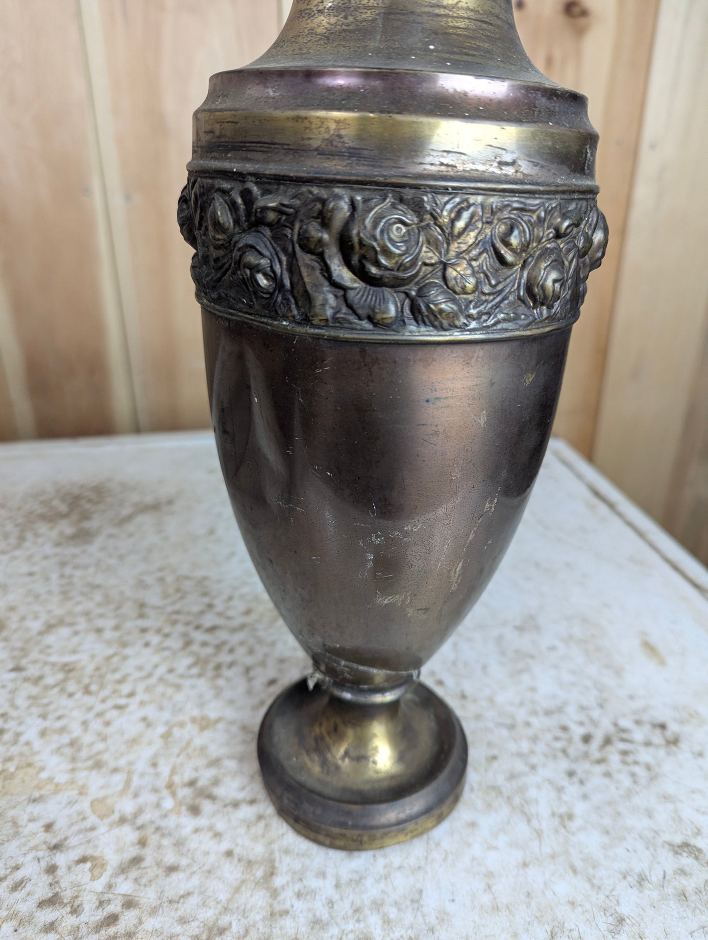 Art Nouveau 13” Copper & Brass Urn