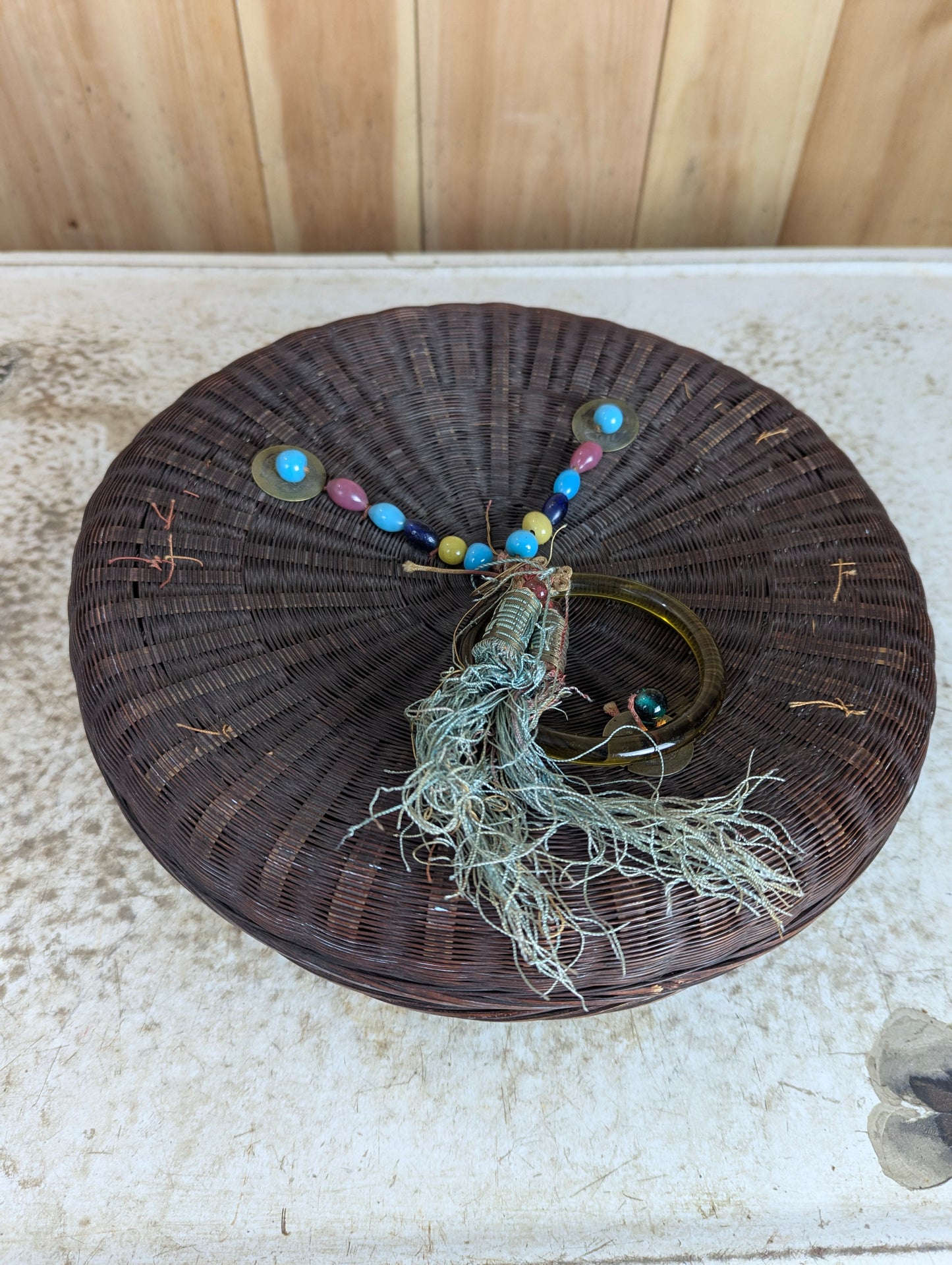 Antique Chinese Woven Sewing Basket