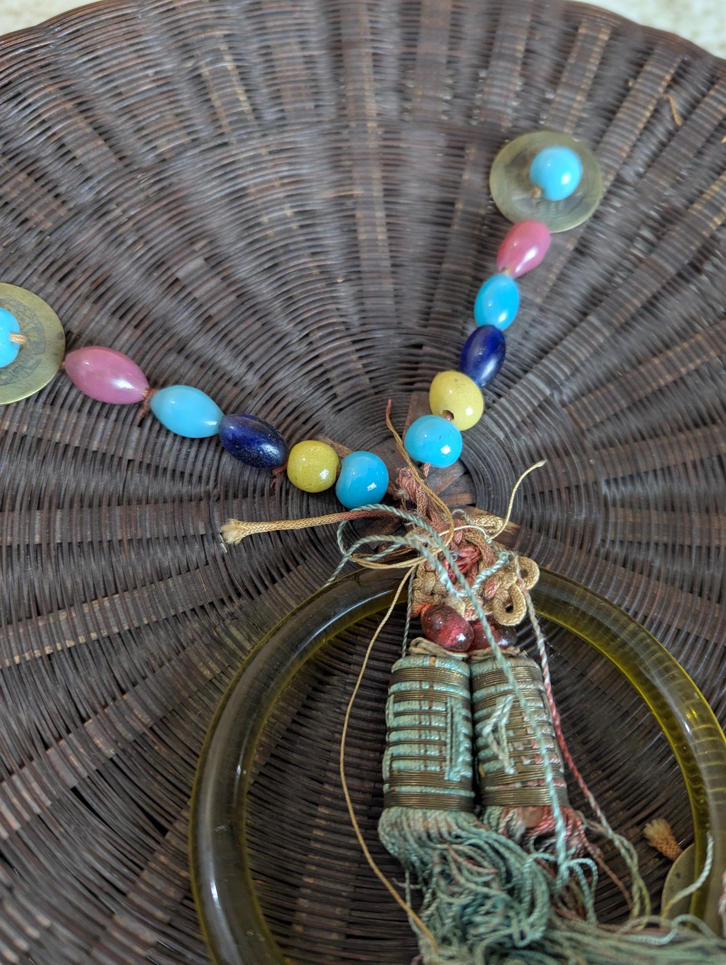 Antique Chinese Woven Sewing Basket