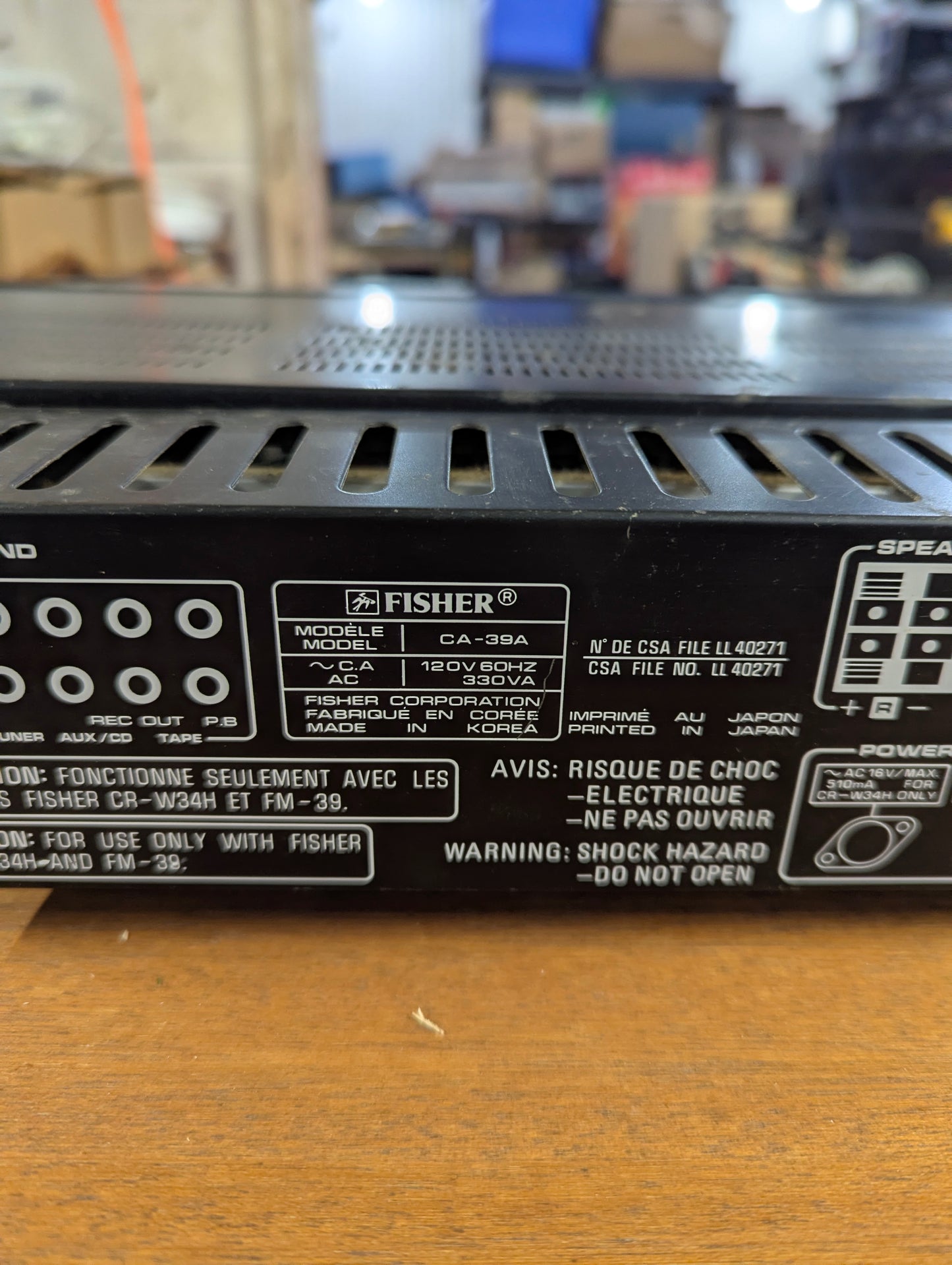 Vintage Fisher Stereo Amplifier Model CA-39A