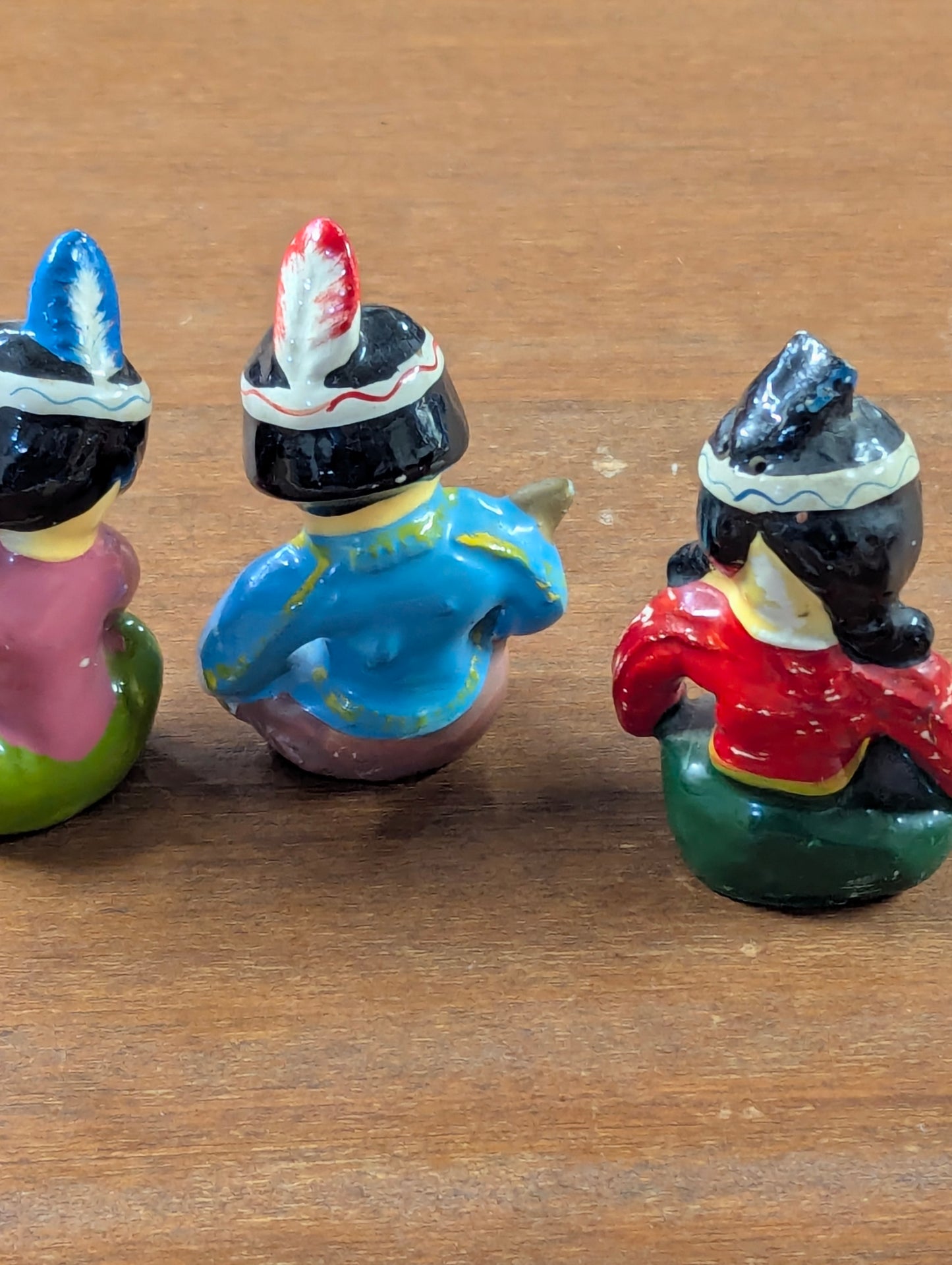 Set of 3 Hand Painted Ceramic Native Figures