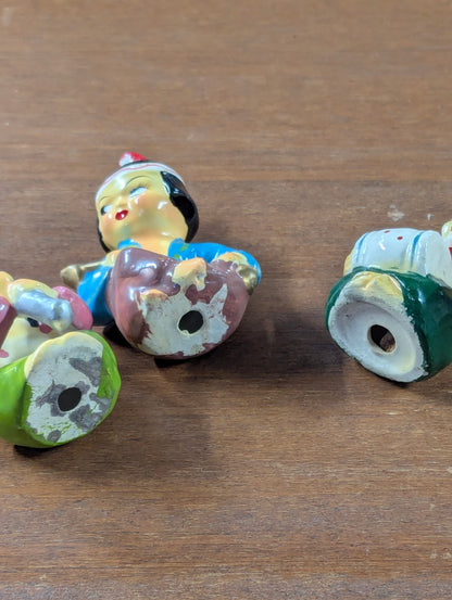 Set of 3 Hand Painted Ceramic Native Figures