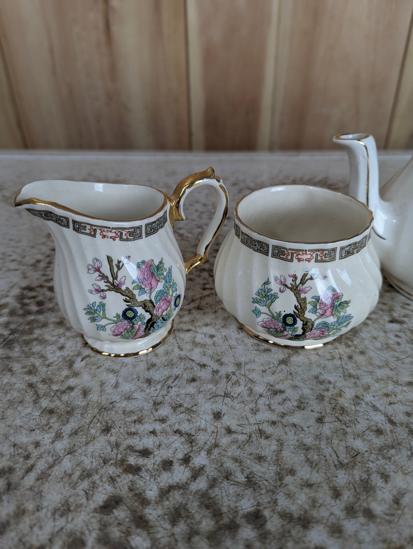 Set of 4 Vintage Sadler Indian Tree Peony Tea Set