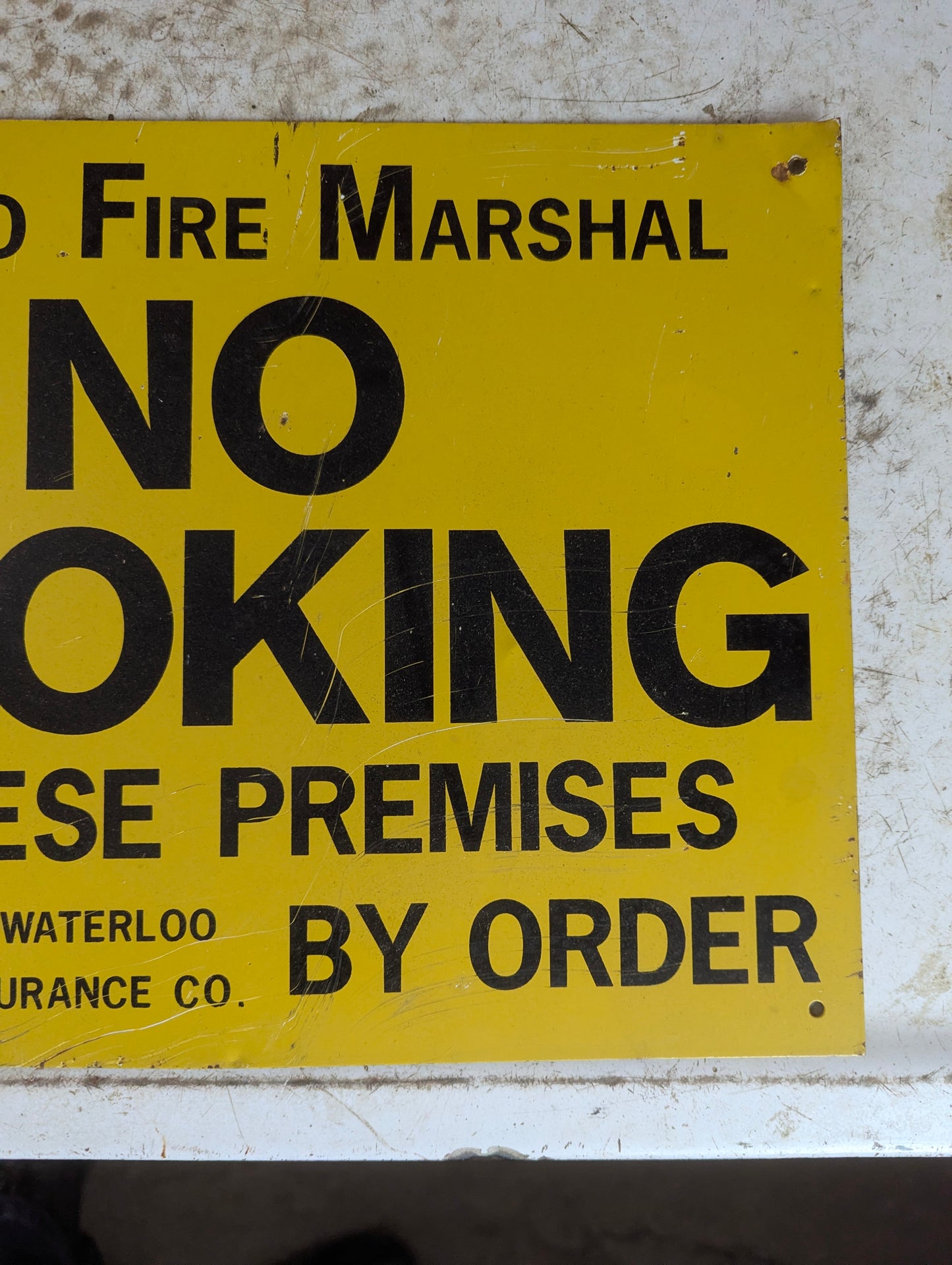 Vintage Ontario Fire Marshall No Smoking Metal Sign