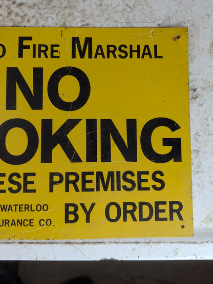 Vintage Ontario Fire Marshall No Smoking Metal Sign