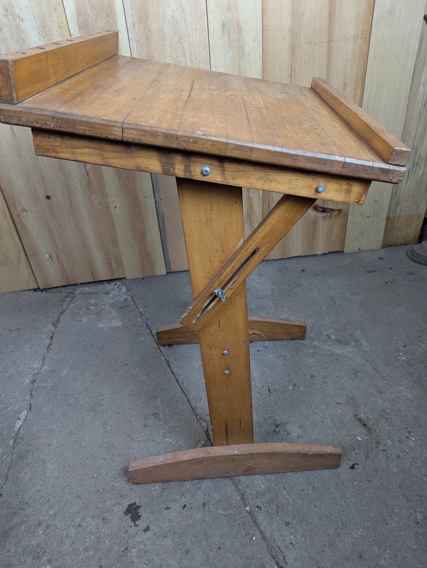 Vintage Wooden Tilting Drafting Table
