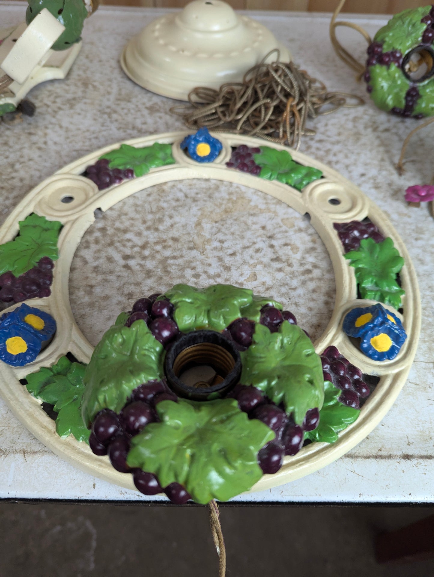 Antique 3-Light Chandelier with 2 Double Fixture Wall Sconces