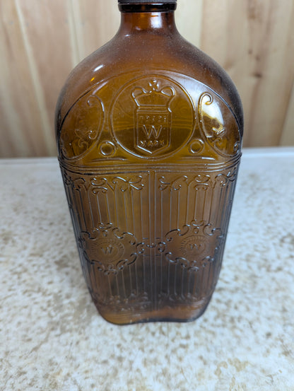 Vintage 40 oz. Hiram Walker & Sons Amber Glass Whisky Bottle