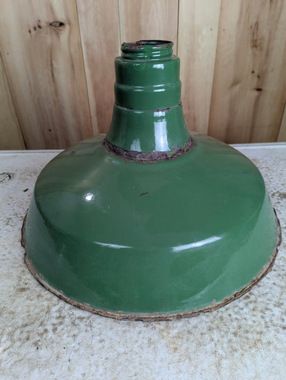 Vintage 18” Green Industrial Enamel Light Shade