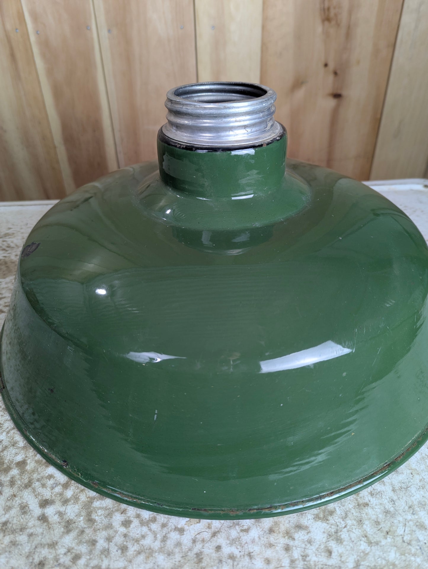Vintage 16.5” Green Enamel Light Shade