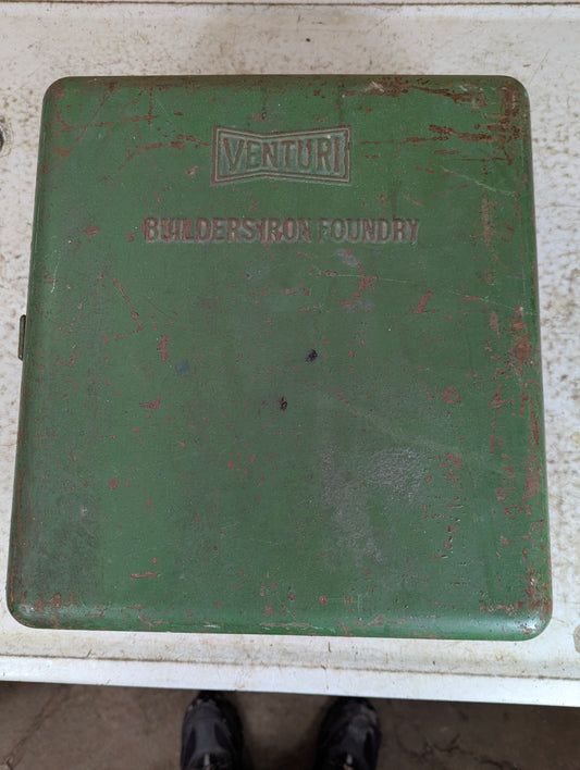 Vintage Venturi Builder’s Iron Foundry Wall Mounted Tool Box