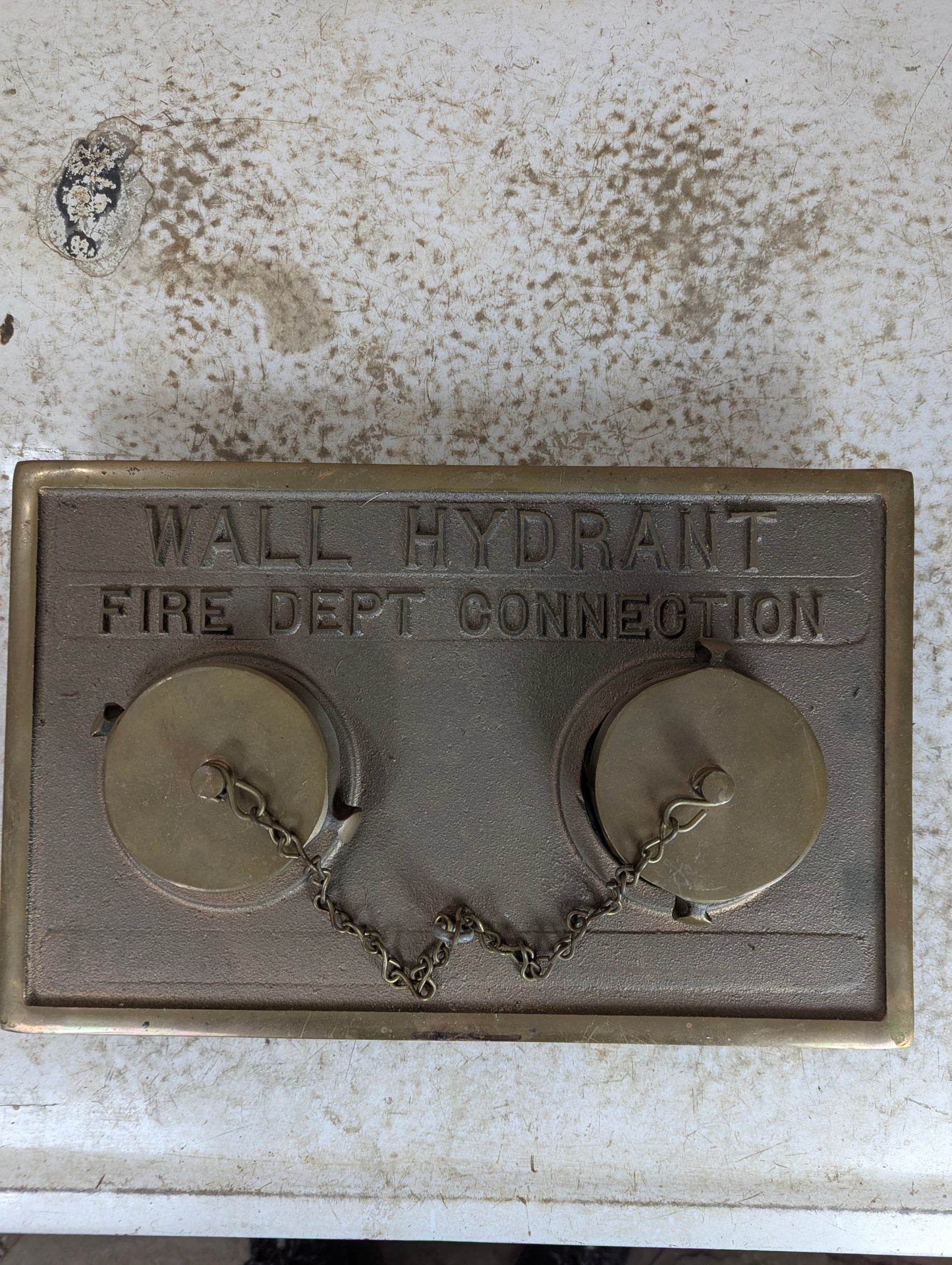 Solid Brass Wall Hydrant Fire Dept. Connection with 2 Connector Caps