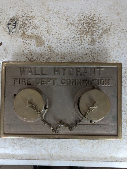 Solid Brass Wall Hydrant Fire Dept. Connection with 2 Connector Caps