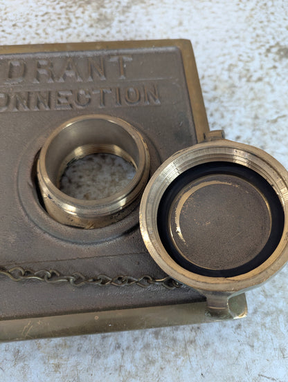 Solid Brass Wall Hydrant Fire Dept. Connection with 2 Connector Caps