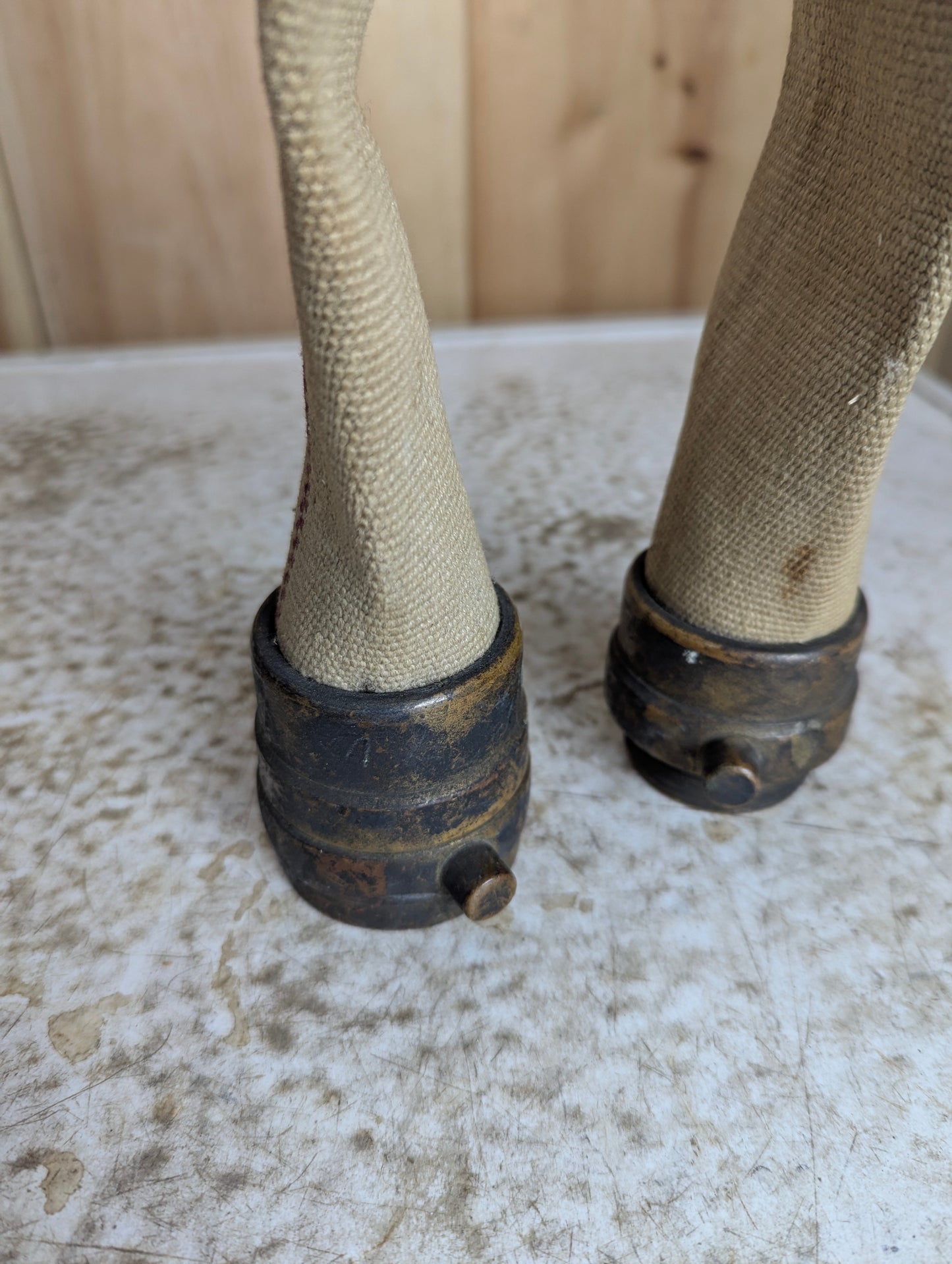 Vintage Fire Hose with Brass Connectors