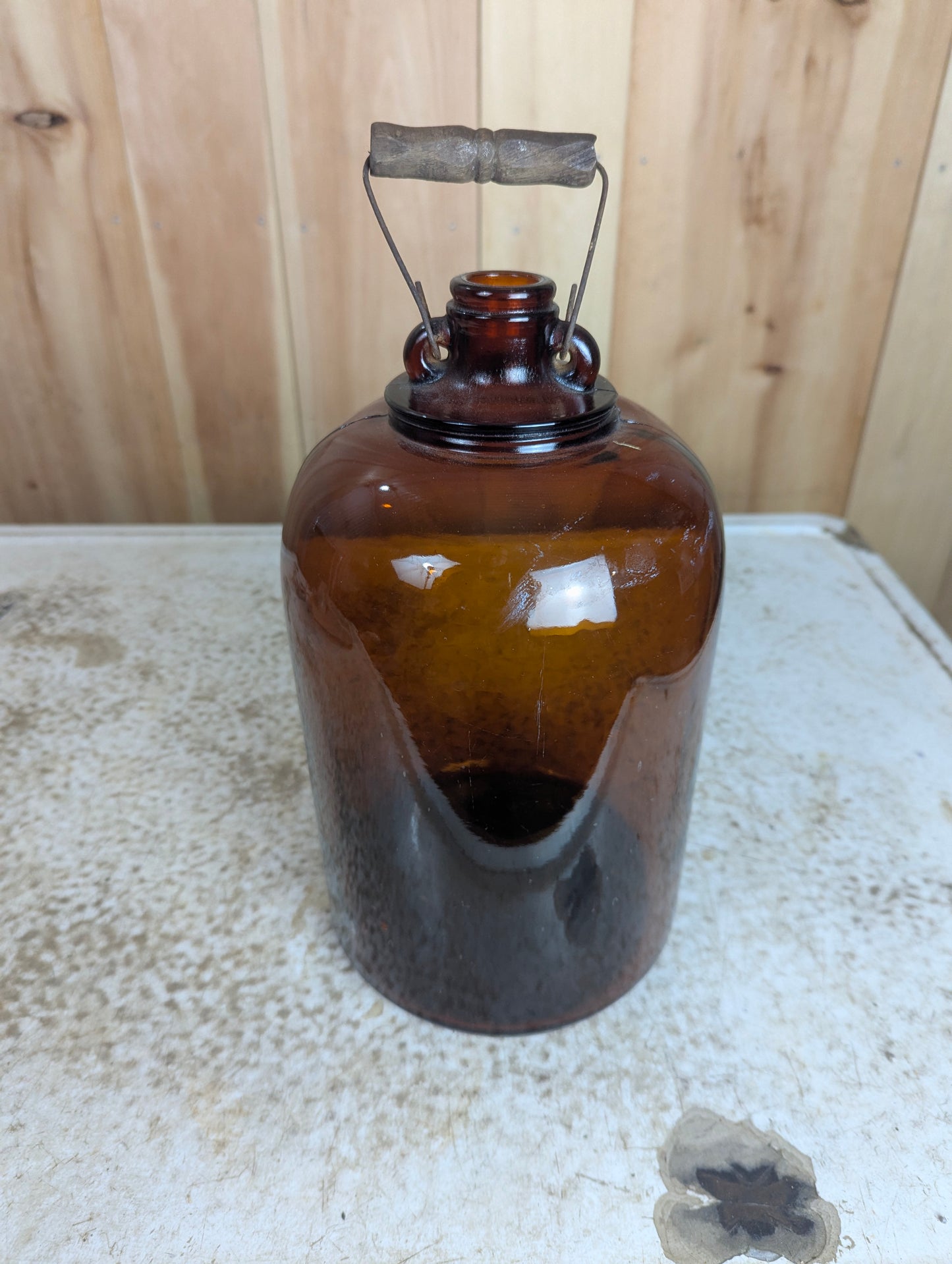 Vintage 1 Gal Amber Glass Jug