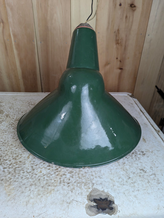 Vintage Circular Green Enamel 8.5” Light Shade