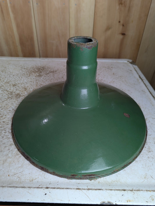 Vintage 14” Green Enamel Light Shade with Long Neck