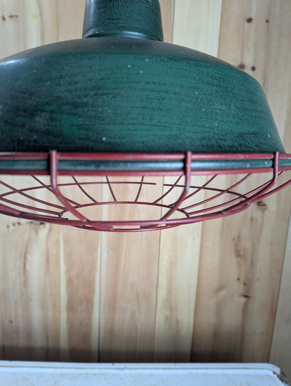 Vintage Metal 14” Light Shade with Cable, Socket & Cage Covering