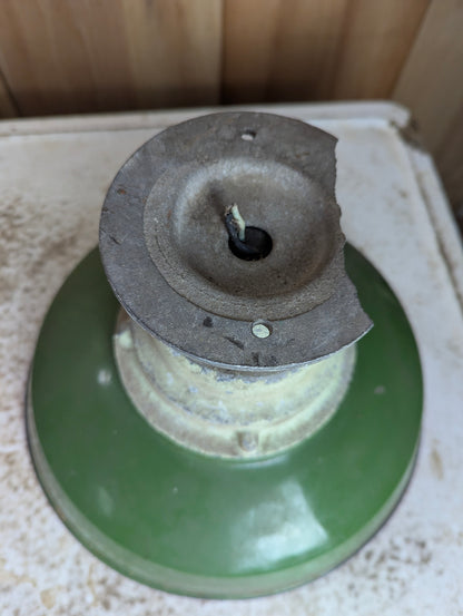 Vintage 12” Green Enamel Light Shade with Socket