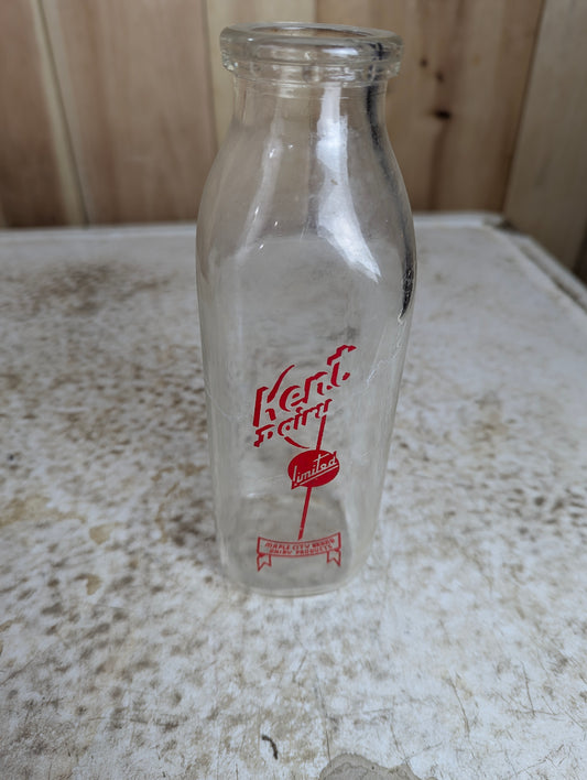 1930’s Kent Dairy Glass Milk Bottle