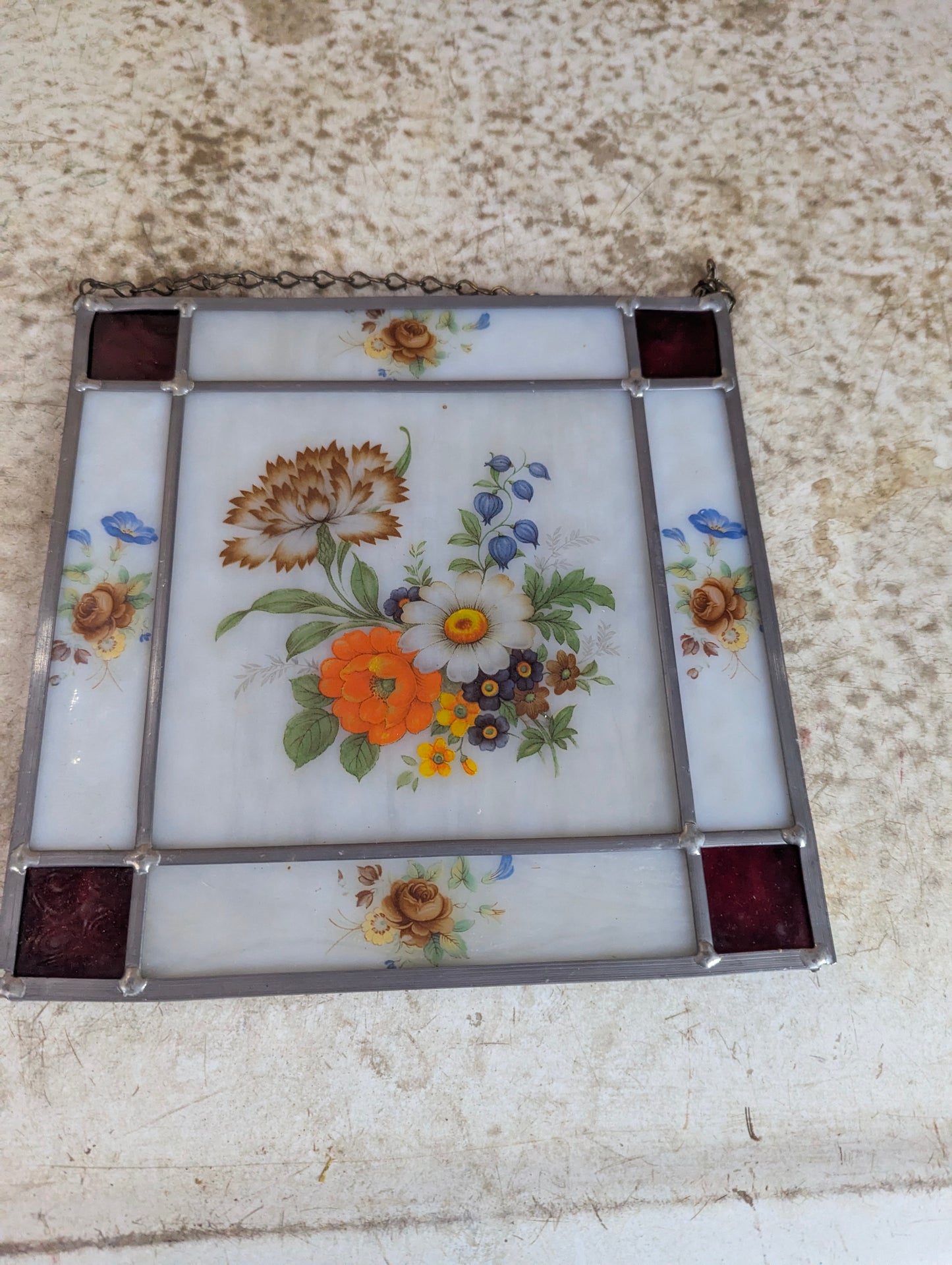 Vintage Leaded Sun Catcher with Chain Hanger