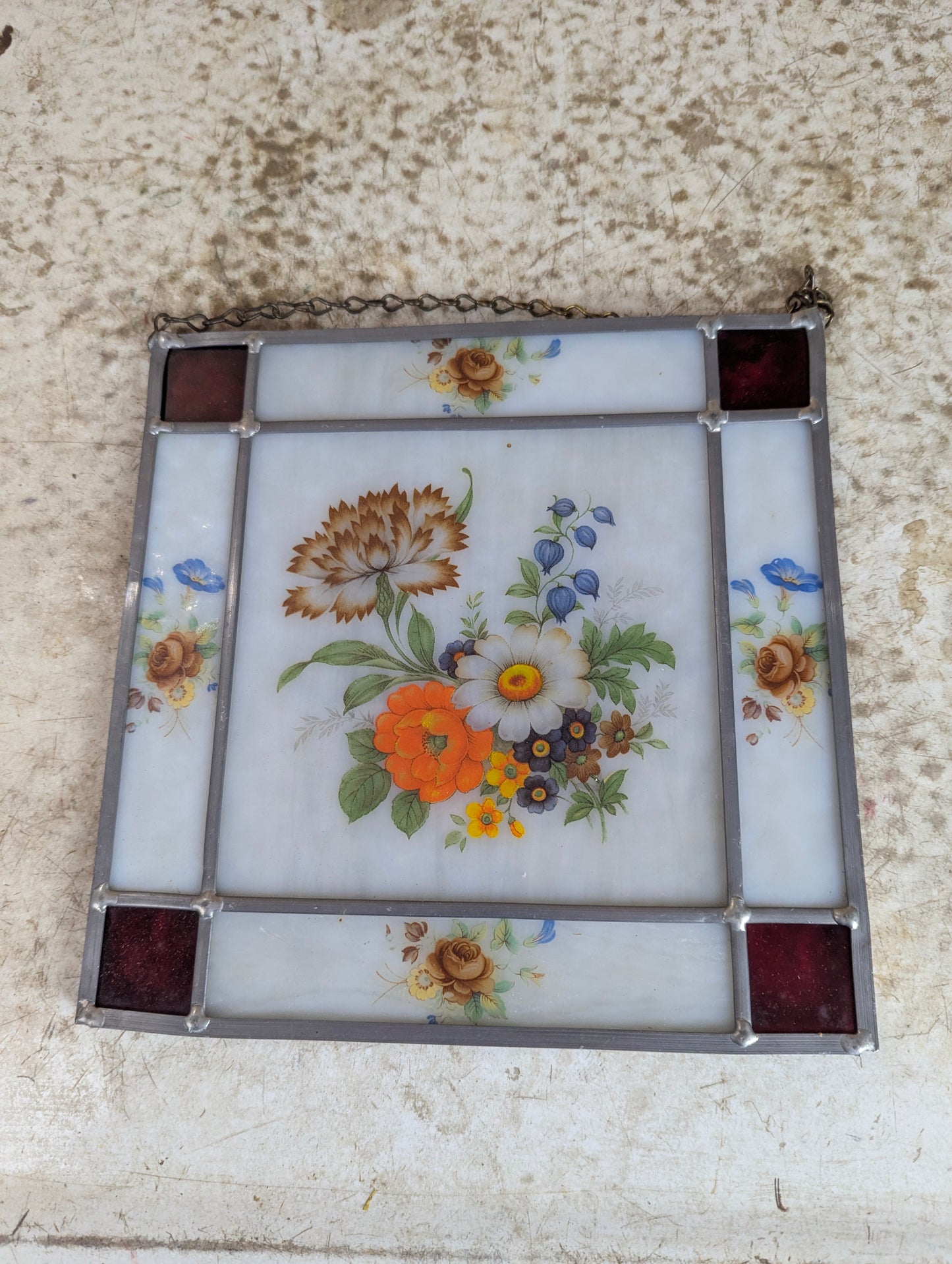 Vintage Leaded Sun Catcher with Chain Hanger