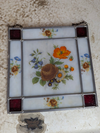 Vintage Leaded Sun Catcher with Chain Hanger