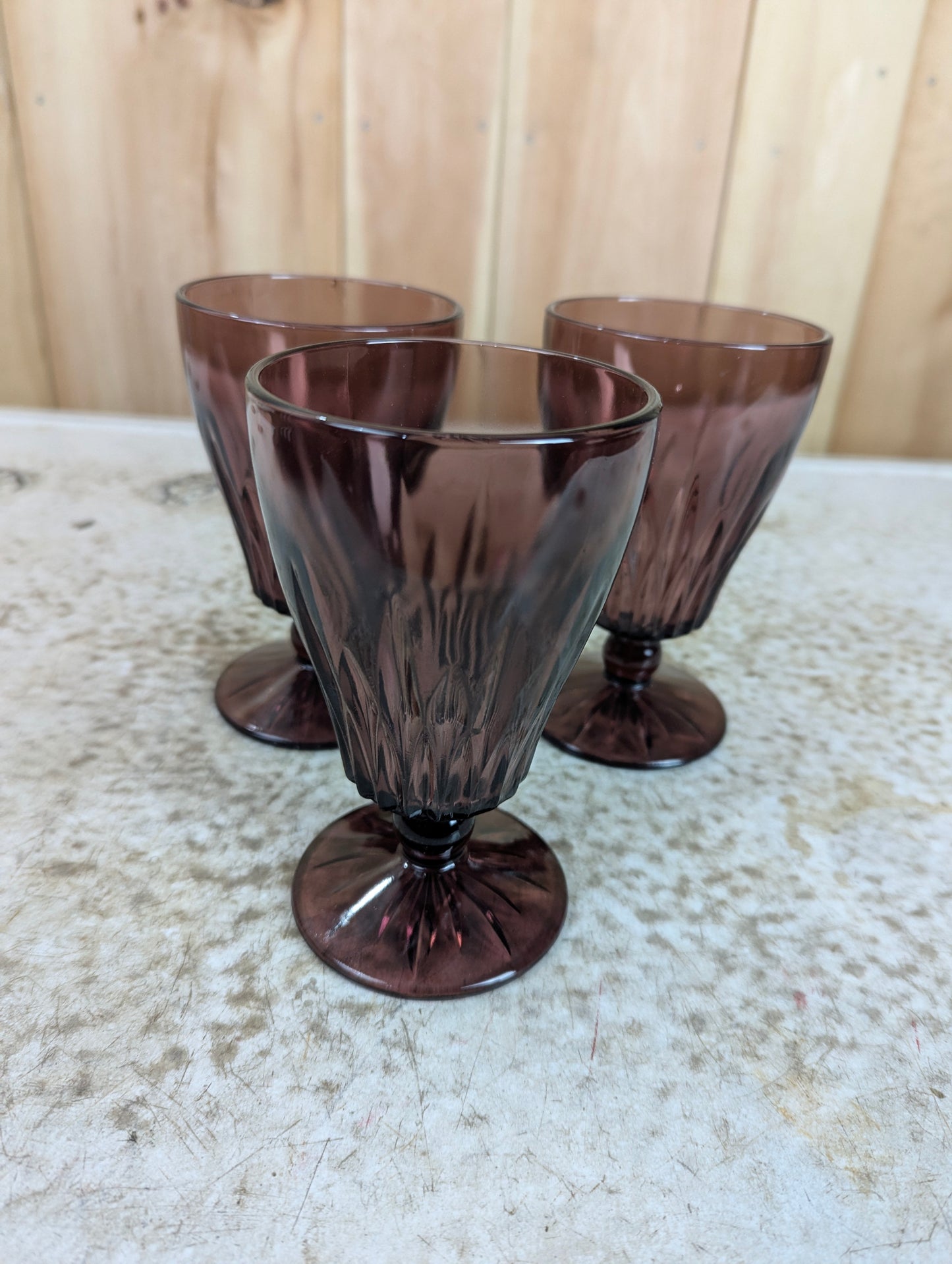 Vintage Hazel Atlas Moroccan Amethyst Footed Goblets