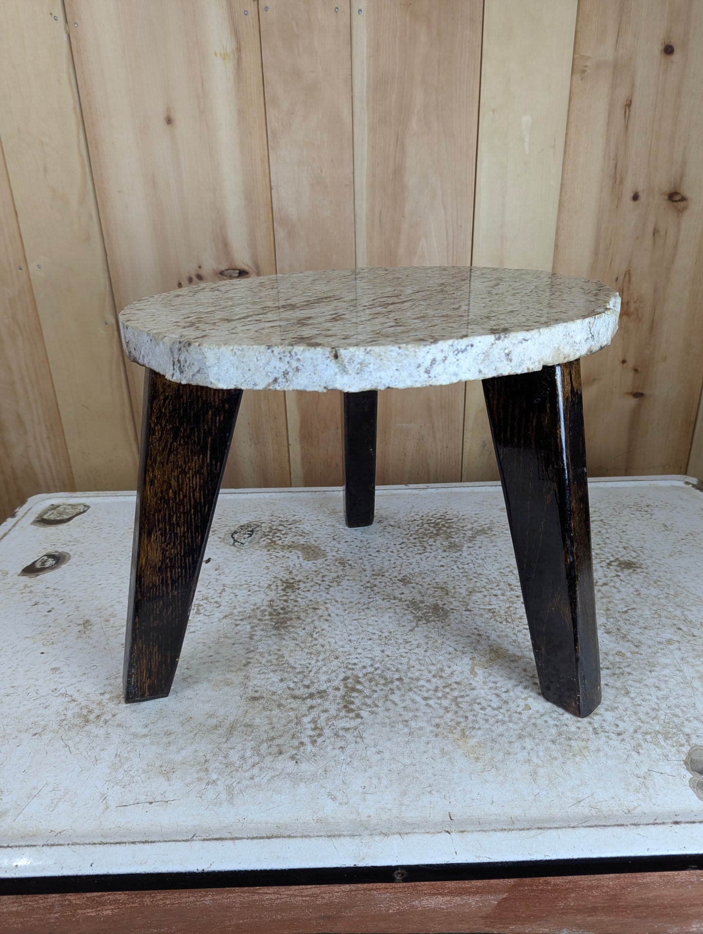 Handcrafted Granite Top Plant Stand