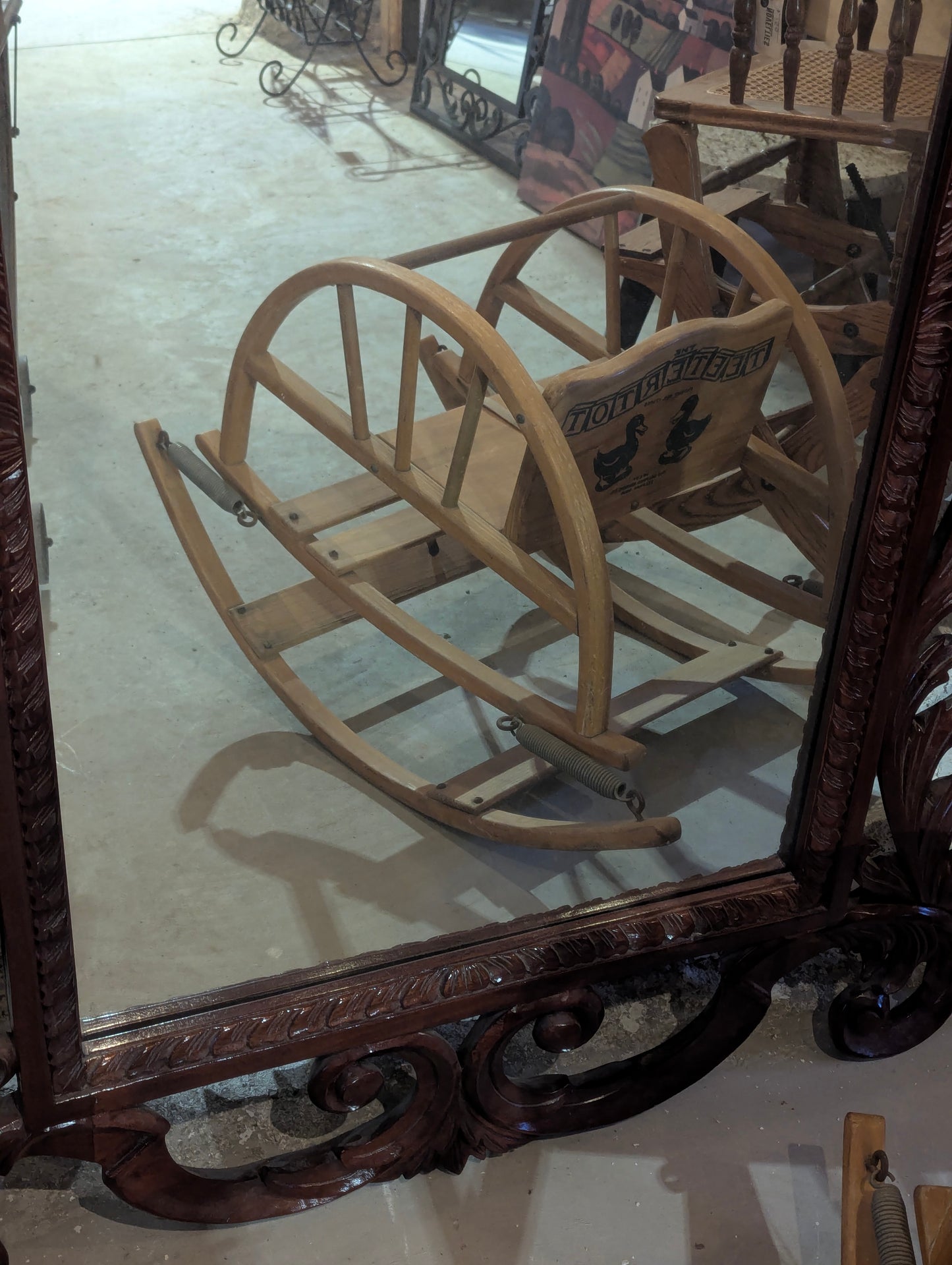 Vintage Carved Wood Framed Mirror