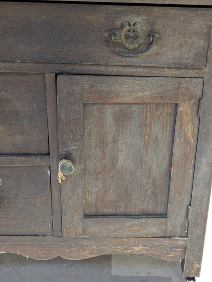 Antique Oak Wash Stand with Towel Rack