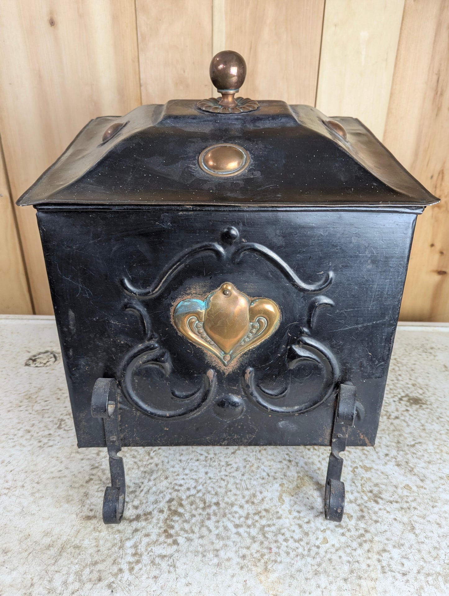 Antique Coal Scuttle Box
