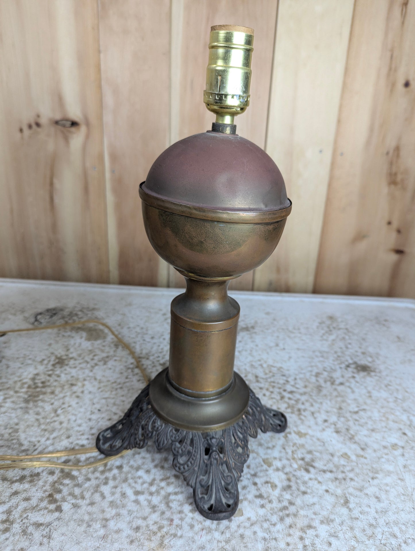 Vintage Brass Table Lamp with Cast iron Base