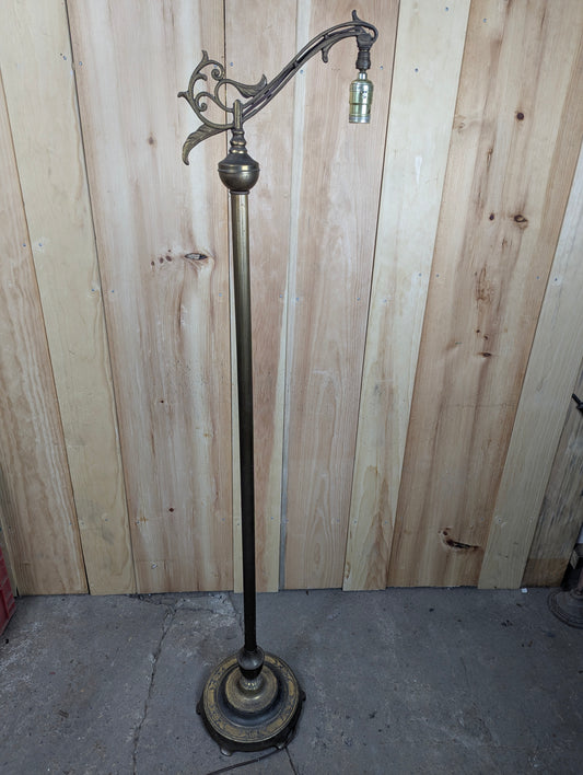 Antique Cast Iron Bridge Arm Floor Lamp with Shade