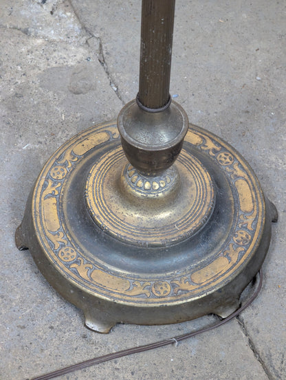 Antique Cast Iron Bridge Arm Floor Lamp with Shade