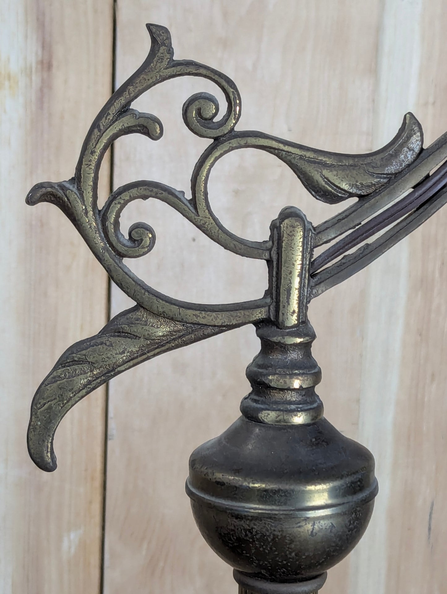 Antique Cast Iron Bridge Arm Floor Lamp with Shade