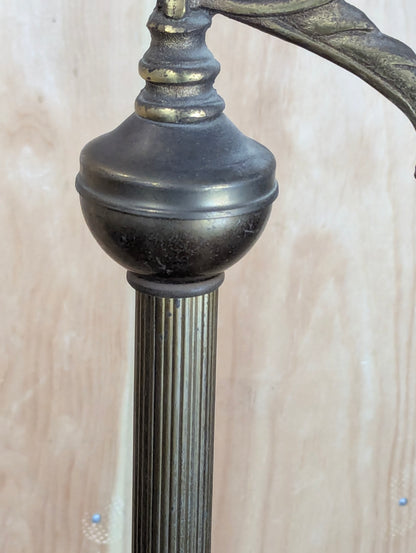 Antique Cast Iron Bridge Arm Floor Lamp with Shade