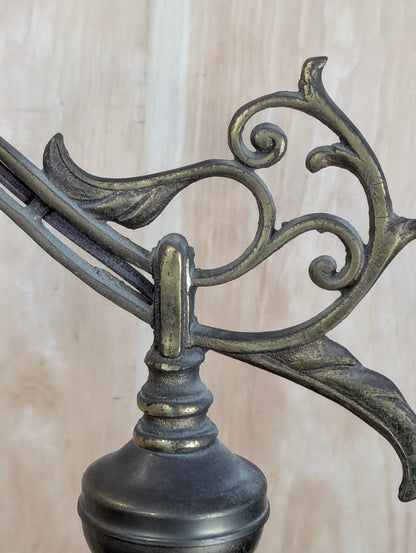 Antique Cast Iron Bridge Arm Floor Lamp with Shade