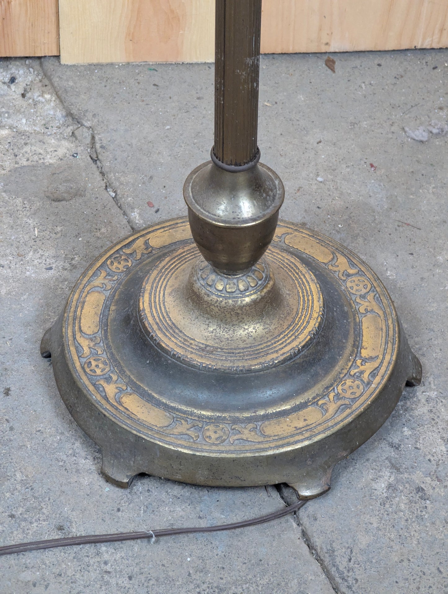 Antique Cast Iron Bridge Arm Floor Lamp with Shade